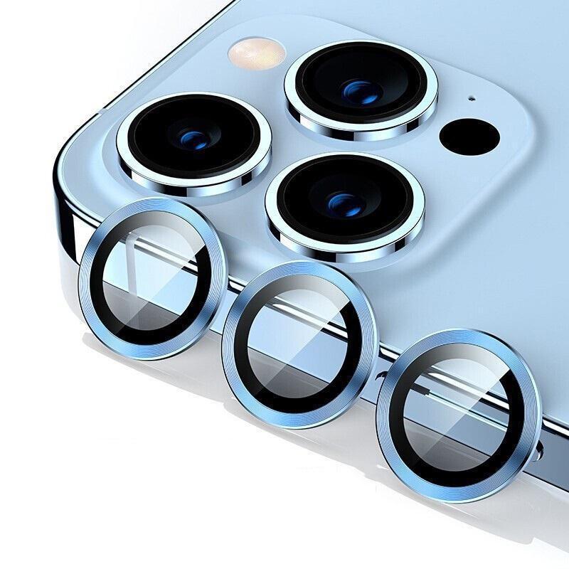 For IPhone 11/12/13/14 Pro Max Metal Ring Tempered Glass Camera Lens Protector