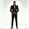 Gold Pearls Men Suit Attire For Wedding Double Breasted Jacket Pants 2 Piece Set Groom Tuxedos Customized Banquet Prom Blazers