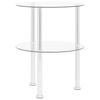 Side Table with 2 Shelves Transparent 38 Cm Tempered Glass
