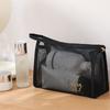 1Pc Black Mesh Cosmetic Bag Small Large Makeup Bags Zipper Pouch For Offices Travel Storage Bags Toiletry Bags Makeup Pouch
