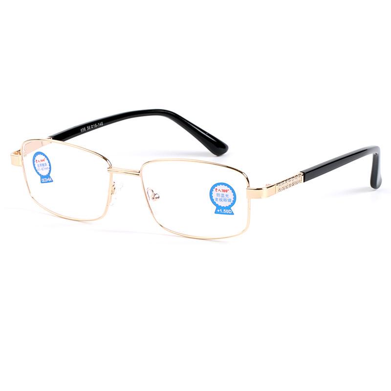 2024 Large Frame Anti-Blue Light Reading Glasses for Seniors, Metal Full Frame, Resin Lenses, Model 656