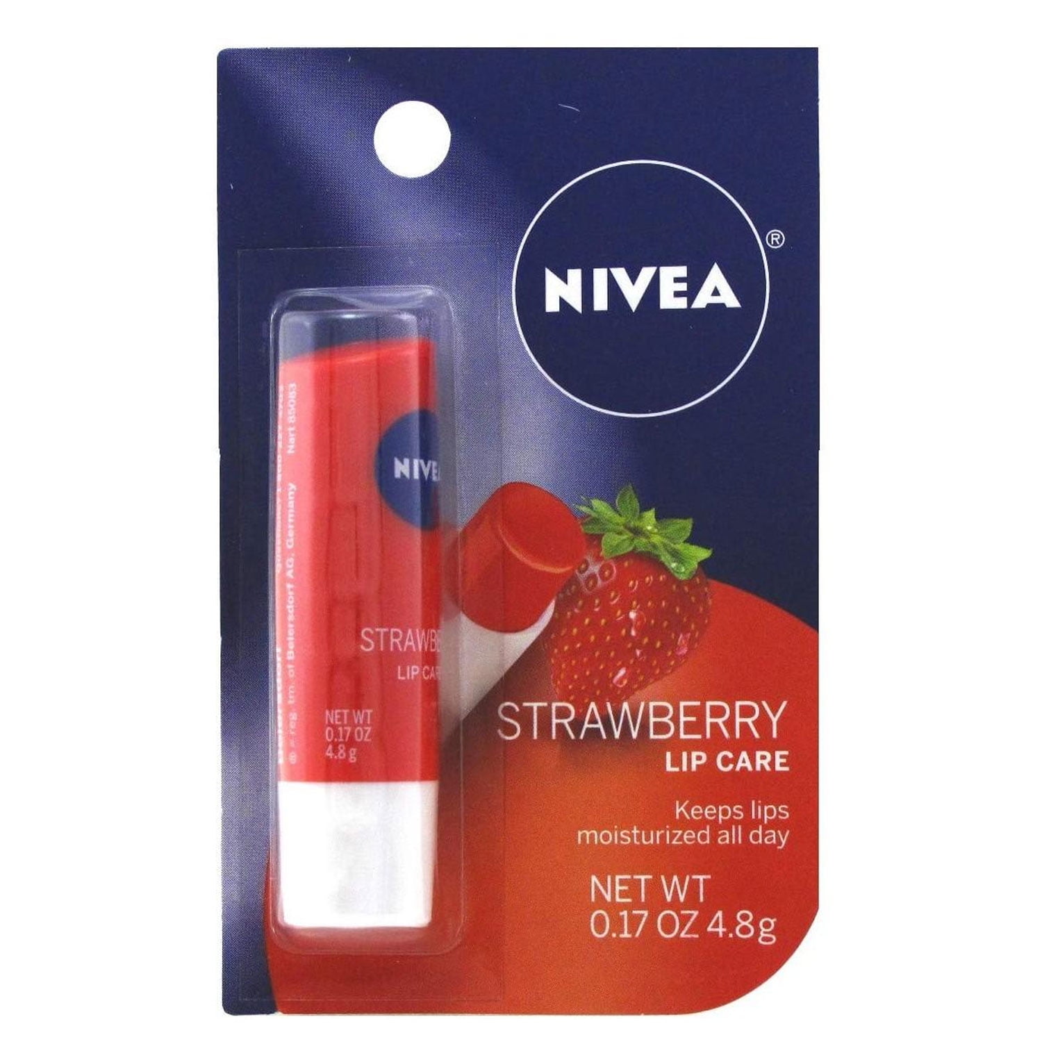 NIVEA Клубничный бальзам для губ - Оттеночный бальзам для красивых, мягких губ, 4.8 г.