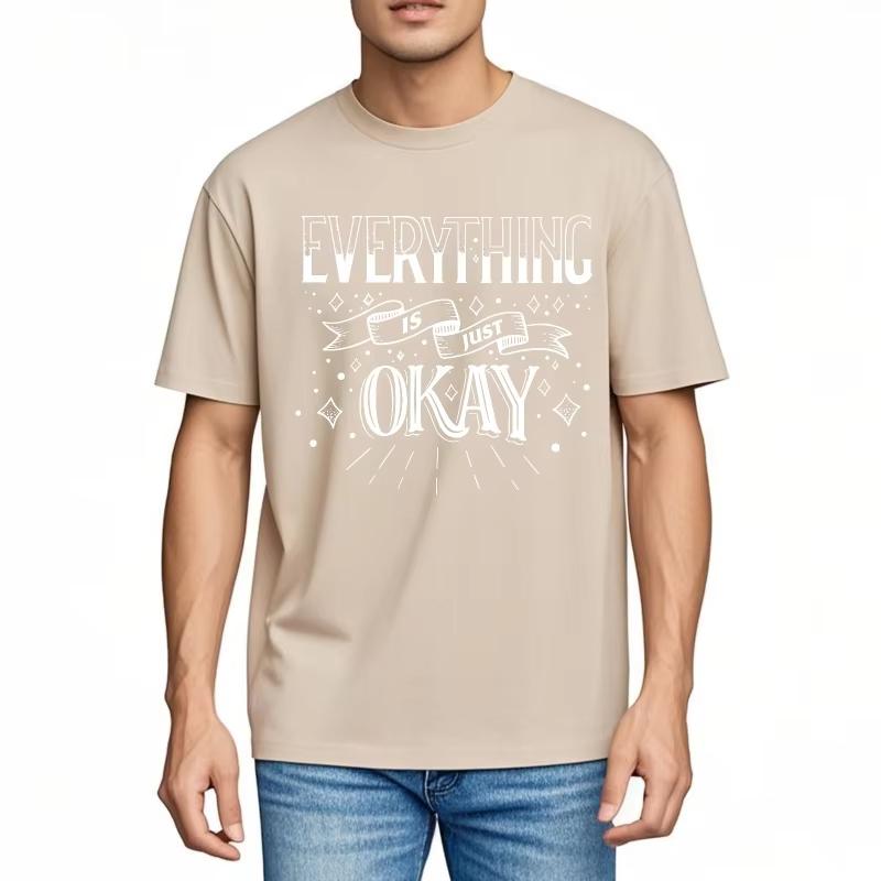 Modisches T-Shirt Workout für Ihn Rundhals-T-Shirt Tägliches Tragen Alles Ist Nur Okay Klassisches Teenie-Minimalistisches T-Shirt