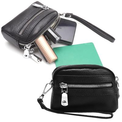Compact Genuine Leather Pouch for Storing Stamps and Small and Perfect for Storing Small Items Items, Scratch-resistant, (black)