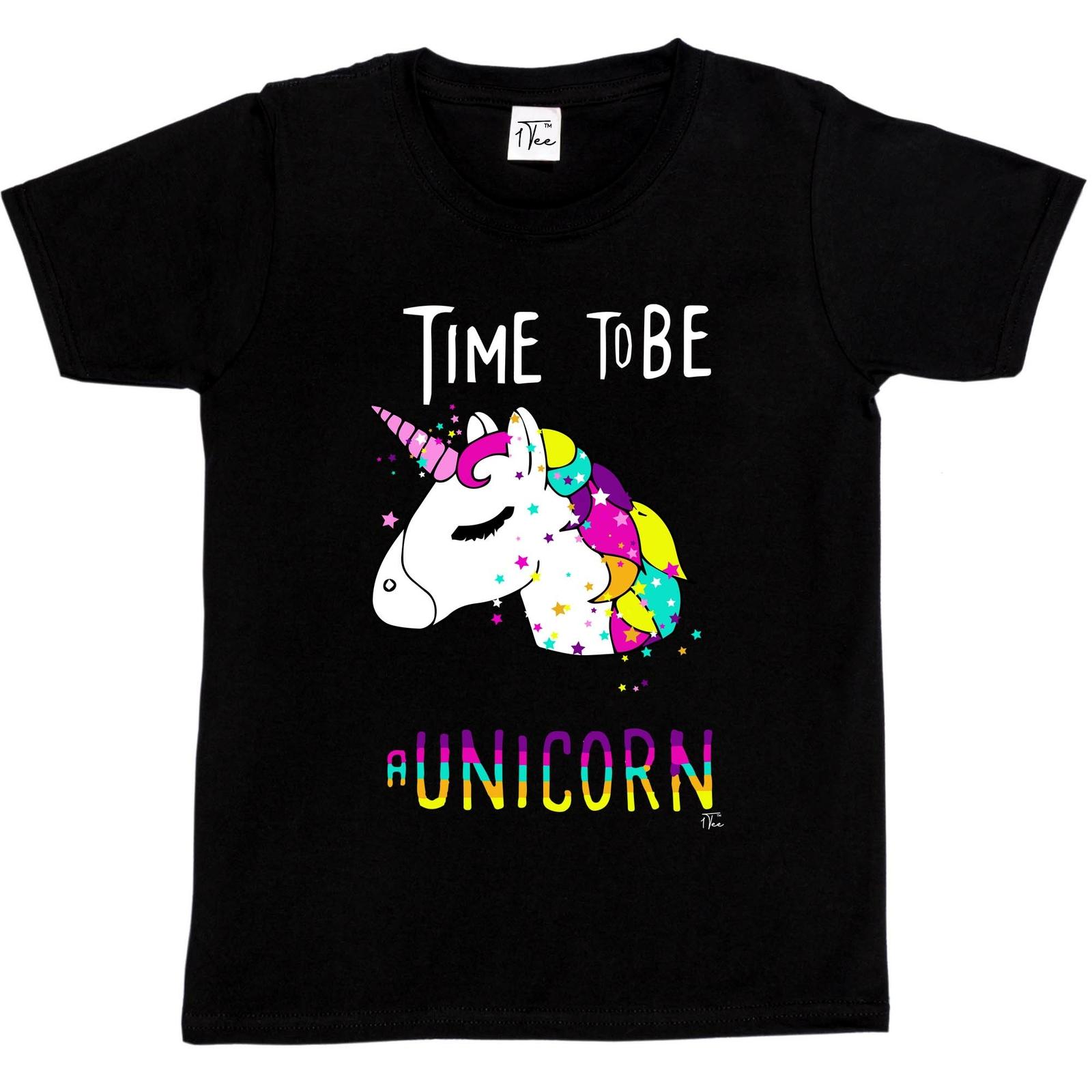 1Tee Kids Boys Time To Be. A Unicorn Magical T-Shirt L