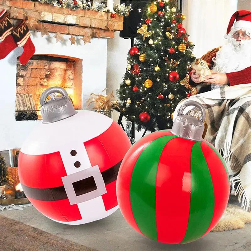 Giant Inflatable Christmas Ball Moose-Patterned Christmas Decoration Xmas Tree Ornament Decorated Ball Festival Party Supplies