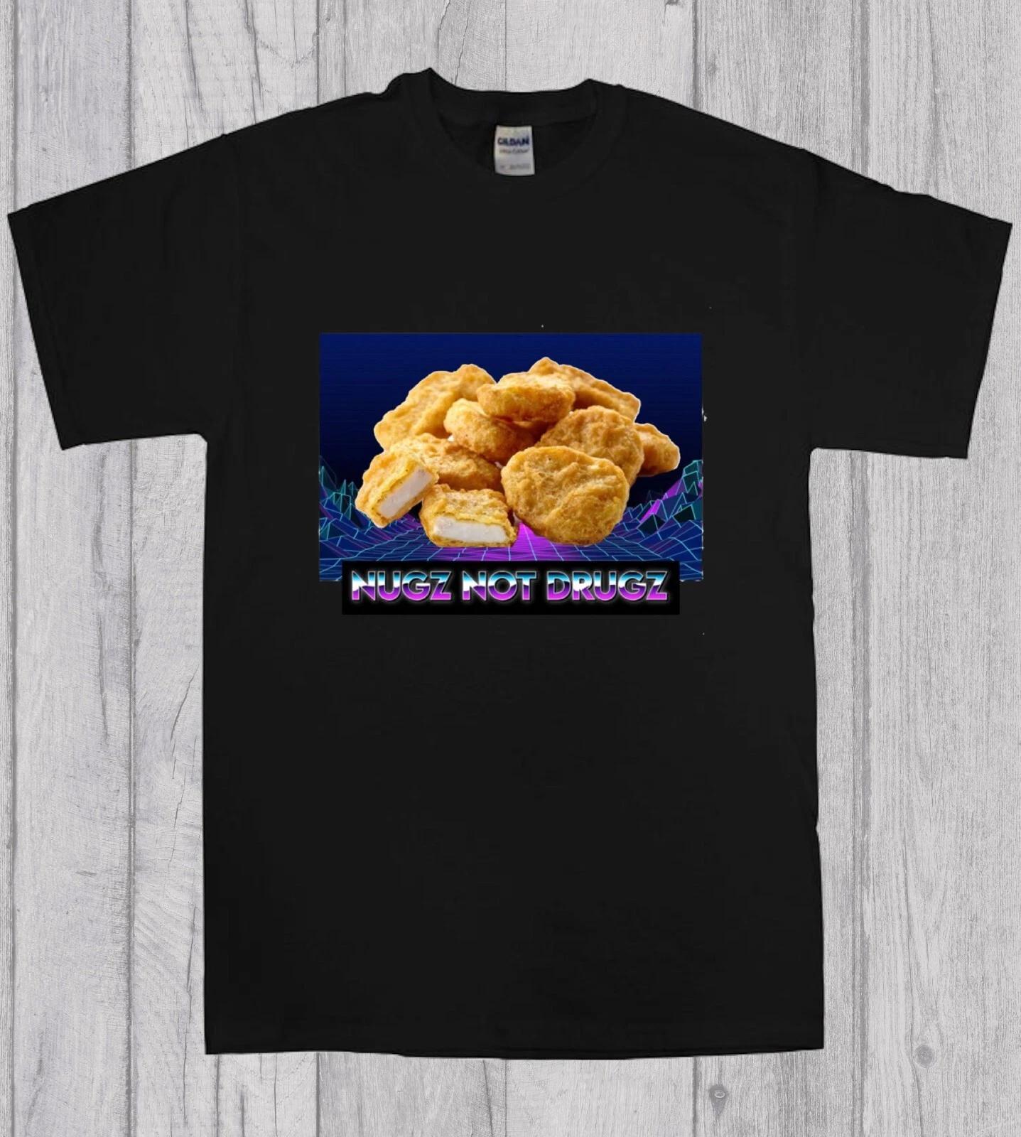 Synthwave Cyberpunk Chicken Nuggets Nugz Not Drugz Meme T-Shirt XL