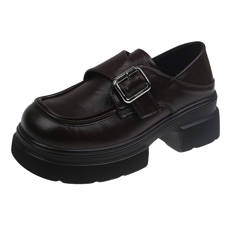 Black thick-soled Mary Jane small leather shoes for women, British small people, and new spring single shoes.