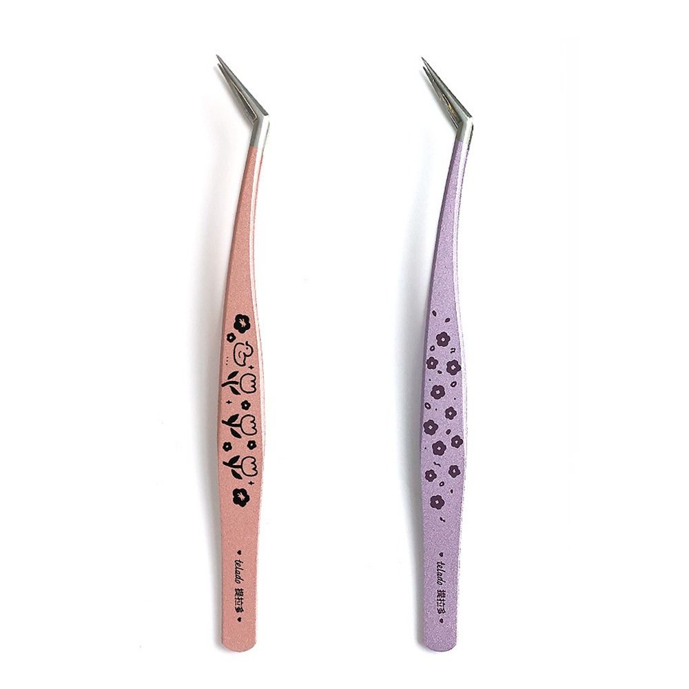 Stainless Steel False Eyelash Tweezers Anti-static High Precision Lashes Extension Tweezer Cartoon Eyelash Curler