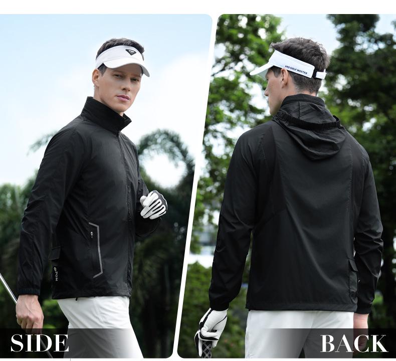 Защитная от солнца куртка PGM Golf: Легкий дождевик с воротником-стойкой для осенне-зимнего гольфа и спорта.