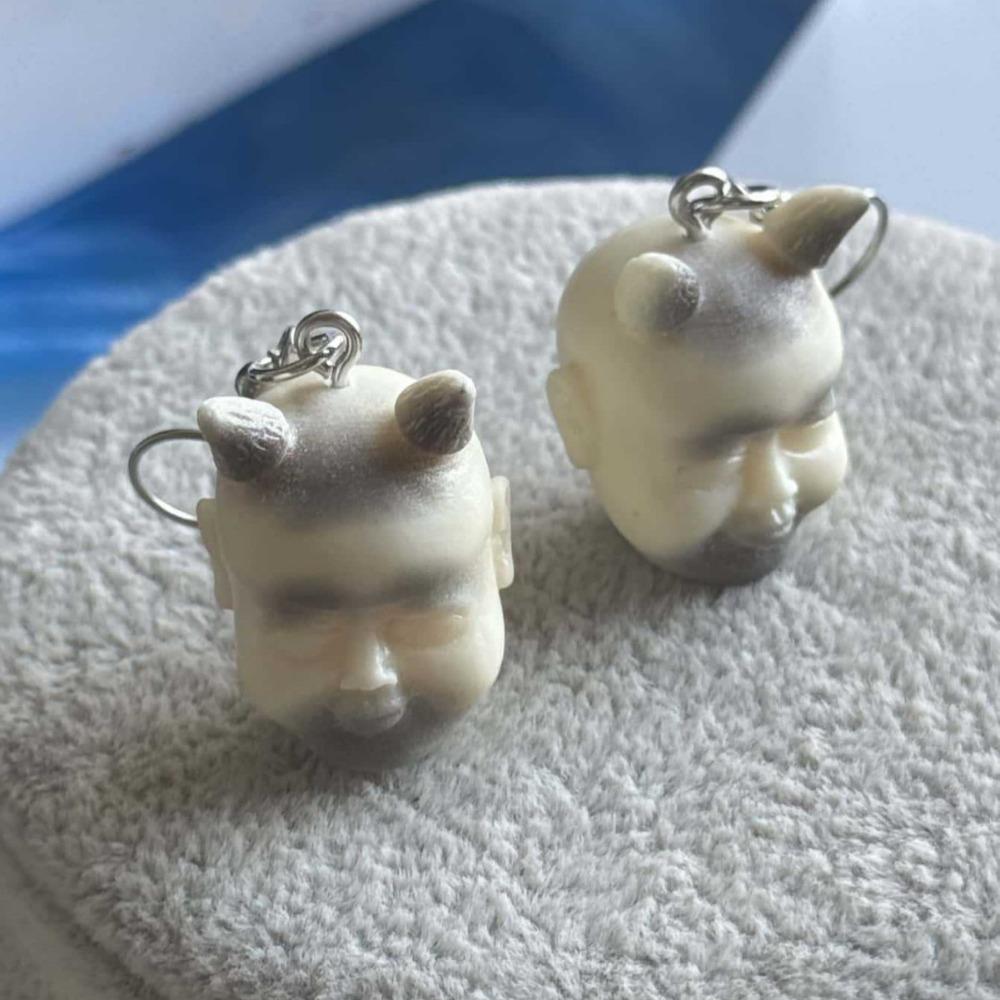 Goth Creative Handmade Resin Horror Dolls Baby Pendant Dangle Earrings Necklace for Women Halloween Demon Slayer Scary Jewelry