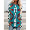 Western Aztec Ethnic 3D Print Langermede T-skjorter Bohemian Women Vintage Fashion T-skjorte Oversized Streetwear T-skjorter for kvinner Topper