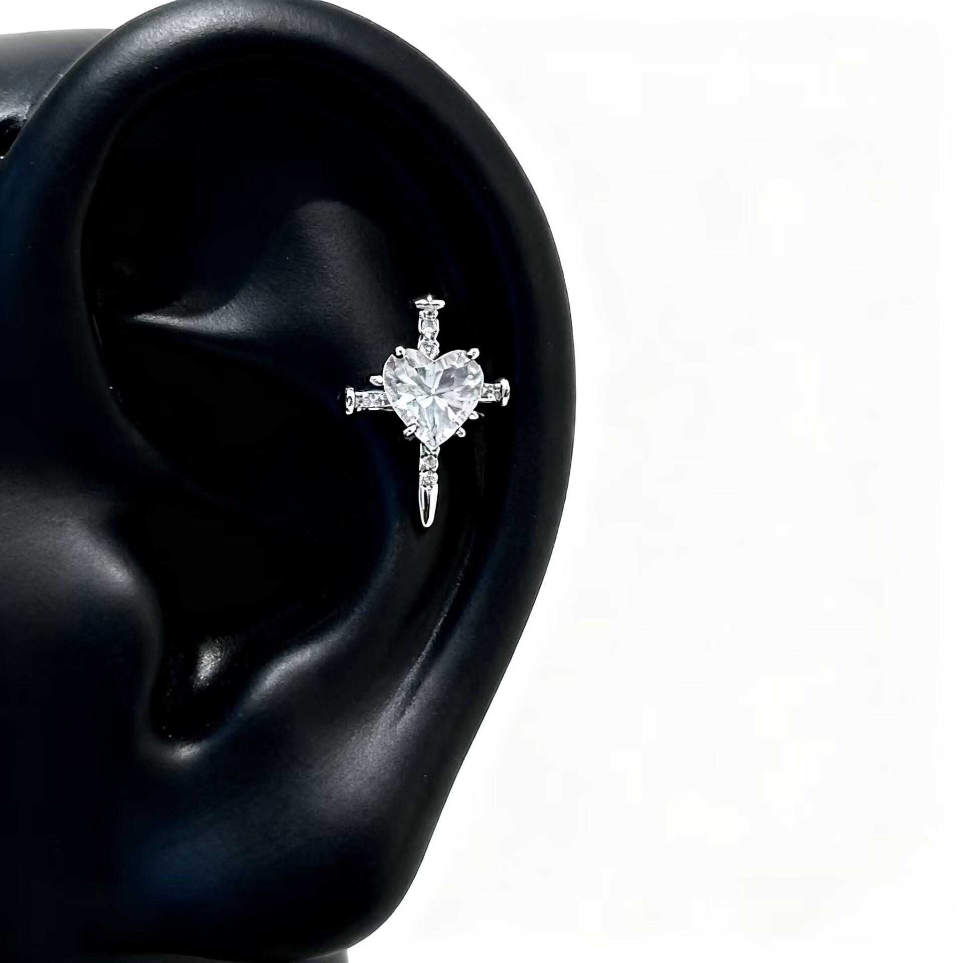 Модные титановые серьги-гвоздики с крестом, разноцветные, с винтовым замком