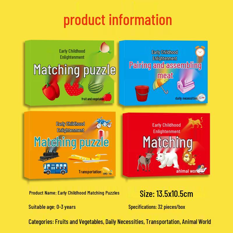 Douyin-Inspired Educational Puzzle Cards for Toddlers (1-3 Years) - Brain-Teasing Early Learning Toy