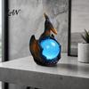 Magical Ambience Lamp Pterosaur Night Light, Resin Gothic Dragon Table with Glowing Faux Crystal Office Accent Lighting Ball, Fantasy Desk Decor