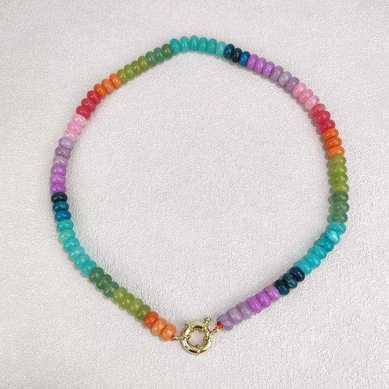 Women's Summer Crystal Rainbow Abacus Bead Necklace