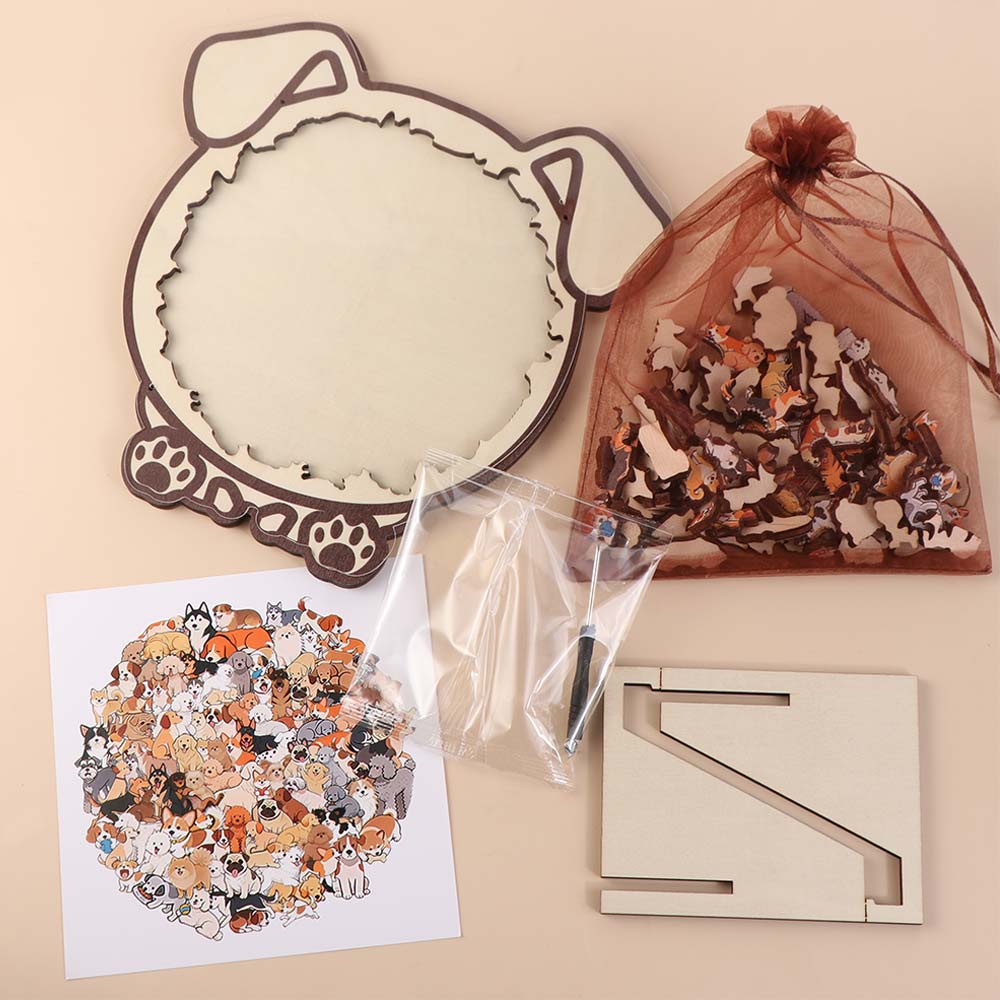 Brain Burning Cat Wooden Puzzle Dog Little Bear Cat-Shaped Jigsaw Animal Puzzle Diy Assembly Unique Irregular Puzzle For Adults