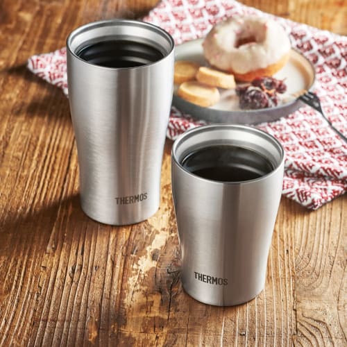 [.co.jp Exclusive] Thermos Vacuum Insulated Tumbler, 400ml, Stainless Steel, Rounded Mouth, Dishwasher Safe, Thermos Flask Design, Keeps Drinks Hot or