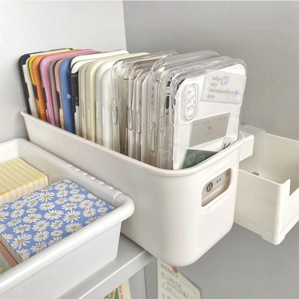 Large Capacity Mobile Phone Case Storage Box White Cosmetic Mask Organizer  for Household