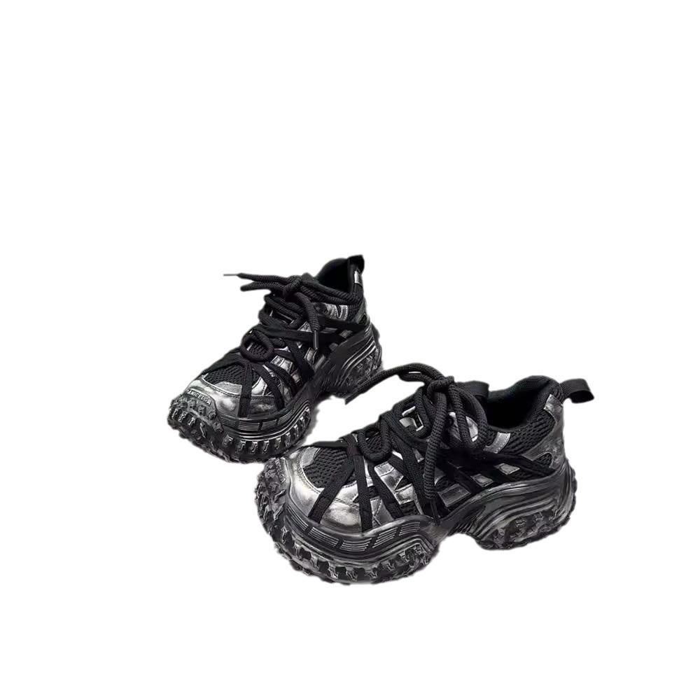 Breathable Clunky Sneakers Women's Autumn New Retro Distressed Thick Bottom Heightened Sneakers
