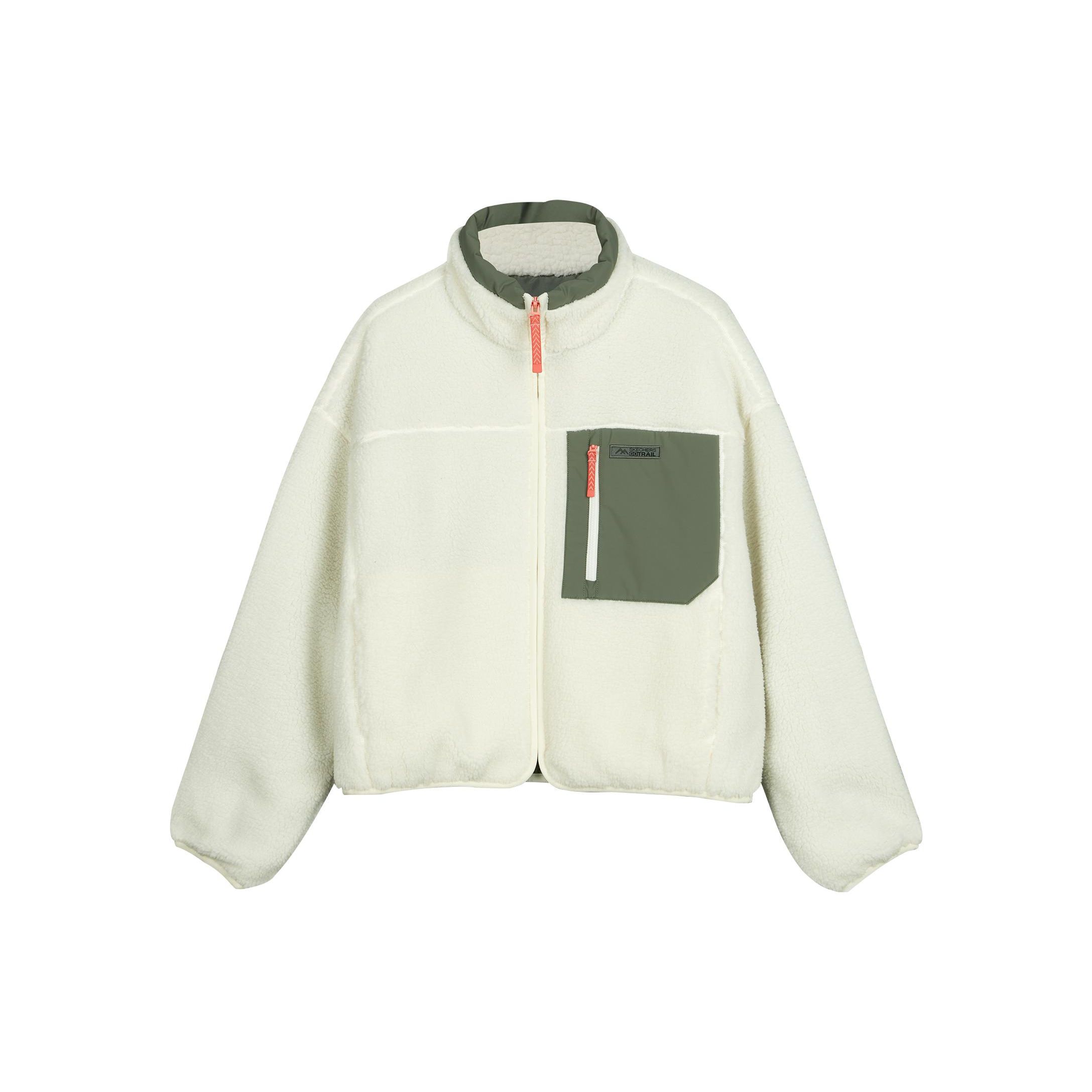 Skechers Fashion Retro Color Block Knitted Jacket Women Jackets Tofu-White L423W011-0211 S