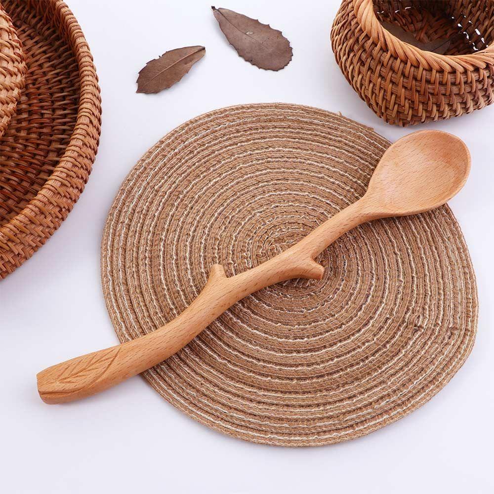 Branch Shape Long Handle Flatware Cooking Tableware Wooden Spoon Soup Spoon Kitchen Utensil Stirring Spoon