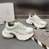 Leather platform dad shoes women's shoes 2025 new fashionable versatile heightening lace-up mesh casual sports shoes trendy shoes