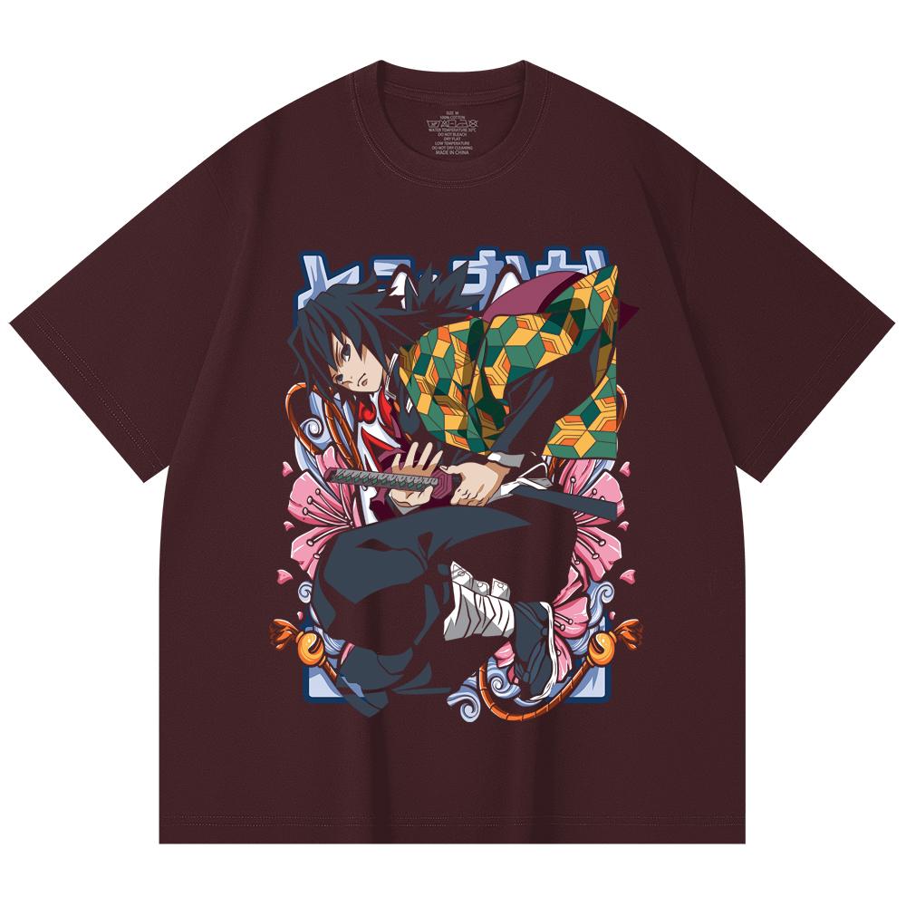 

230 Gsm 100% Cotton Demon Slayer V74 Tomioka Print Unisex Heavy Cotton T Shirt 2XL