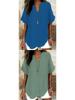 Women's Summer Loose Solid V-Neck Casual Shirt