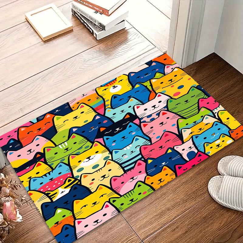 Colorful Cartoon Cat Carpets for Living Room Area Rug Non-Slip Rugs & Carpet Home Decor Alfombra Gift Soft Washroom Floor Mat