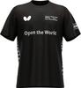 Butterfly Table Tennis Cellsard Size 47820 Short-Sleeve T-Shirt, T-Shirt, Moisture-Wicking, Quick-Drying, Stretchable, Unisex, Black, L,