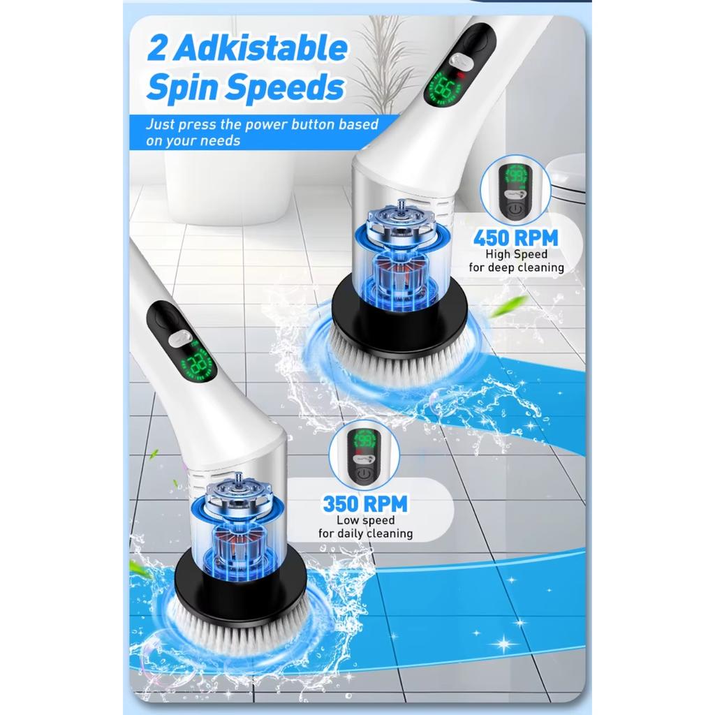 9 in 1 Multifunktionale elektrische Reinigungsbürste, Kabellose rotierende Reinigungsbürste, Tragbarer einziehbarer digitaler Reiniger