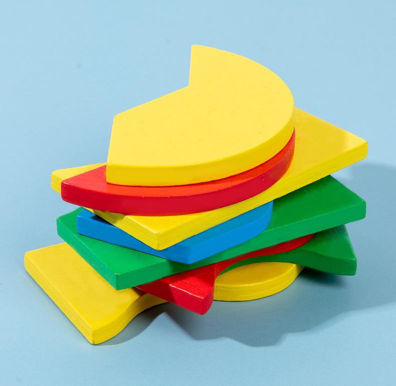 Dětské vzdělávací Montessori Rané učení Děti Barevné geometrické tvary Dřevěné puzzle Osvícení a poznání Dřevěné puzzle