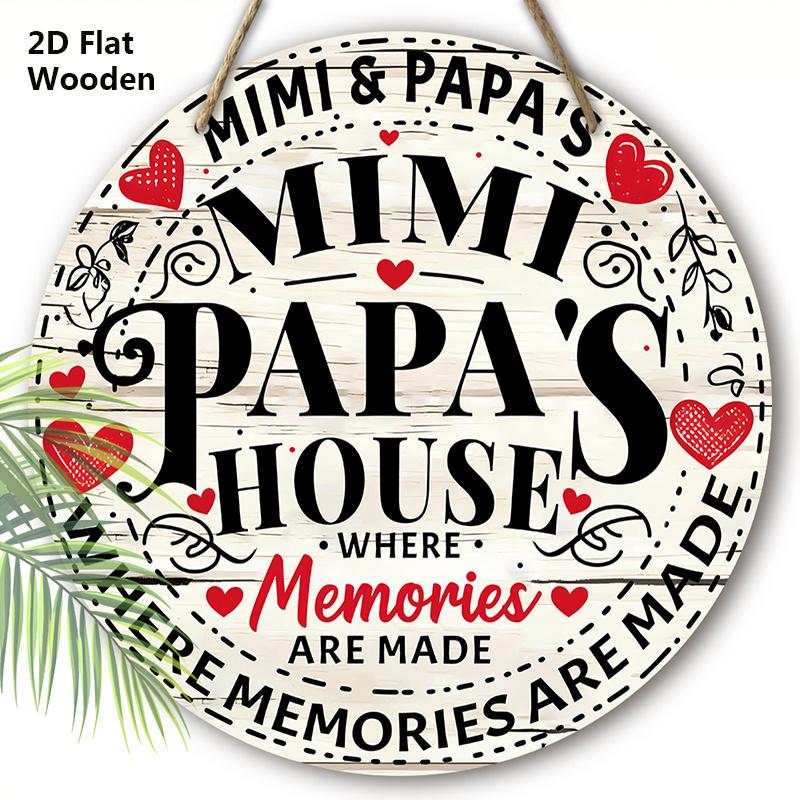 

Rustic Wooden Sign with Mimi Papa s House - Memories Round Ornament for Wall, Living Room Hanging Decor - Ideal Home Hanging Ornament 20m/7.87in светло-коричневого