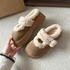 Small man keeps warm Mary Jane super thick-soled fluffy shoes for women's autumn and winter wear 2025 new velvet thickened cotton shoes