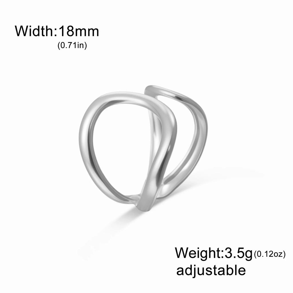 Cazador Stainless Steel Geometric Open Ring Waterproof Double Layers Fashion Finger Rings for Women Party Jewelry Gift Wholesale