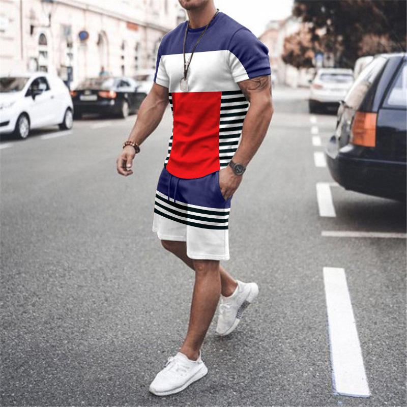 Fashion Men's Clothing Men T Shirt Shorts 2 Pc Sets Summer Short Sleeve Tracksuits Streetwear T-shirts Sportswear Vintage Suits