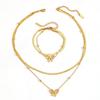 Cross Stainless Steel Double-Layer Bow Knot Anklet with Colorfast 18K Electroplated Bead Clasp