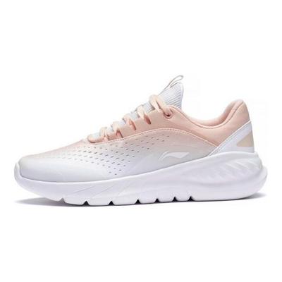 Li Ning Eazgo Langlebige Atmungsaktive Low Top Laufschuhe Damen Sneaker Weiß Rosa ARST036-4