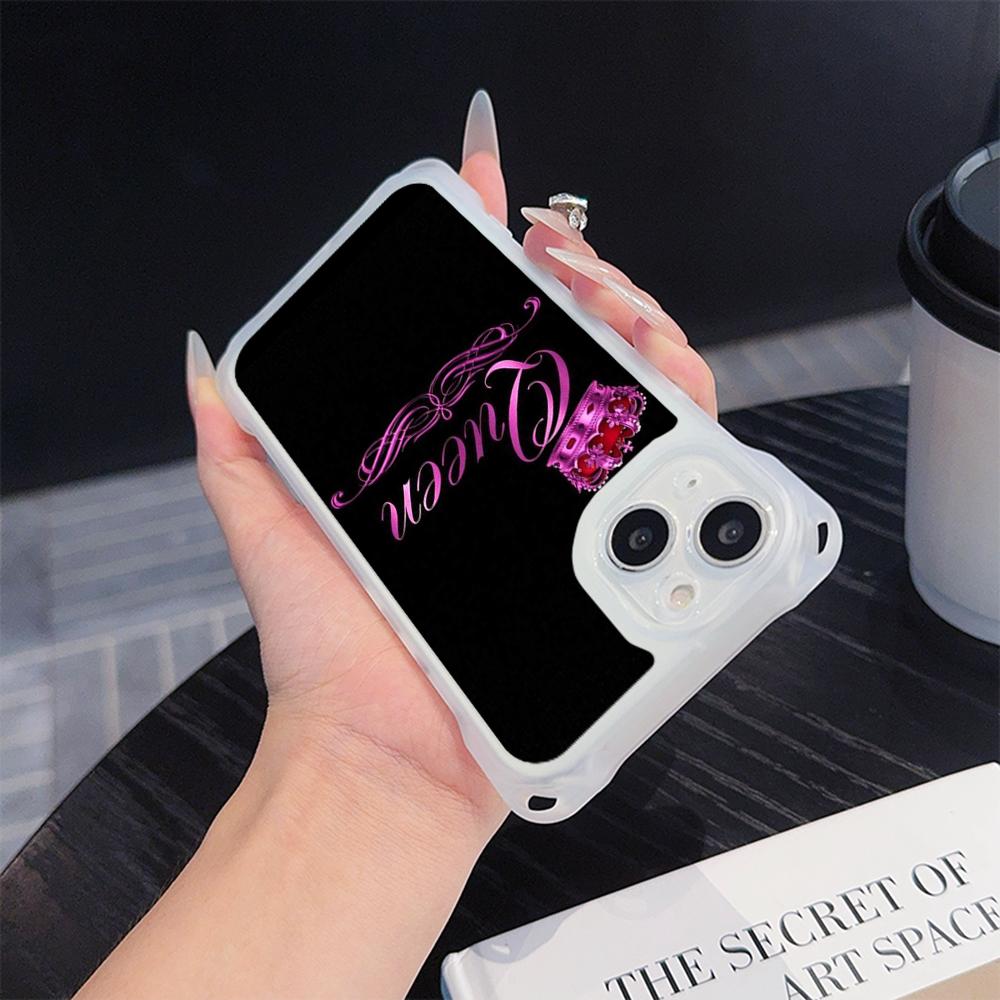 Ae84 King Queen Couple Art Soft Phone Cases for iPhone 16 15 14 13 12 11 Pro Max 8 7 Plus XR XS with Wrist Strap Lanyard Corner Protection Back Cover