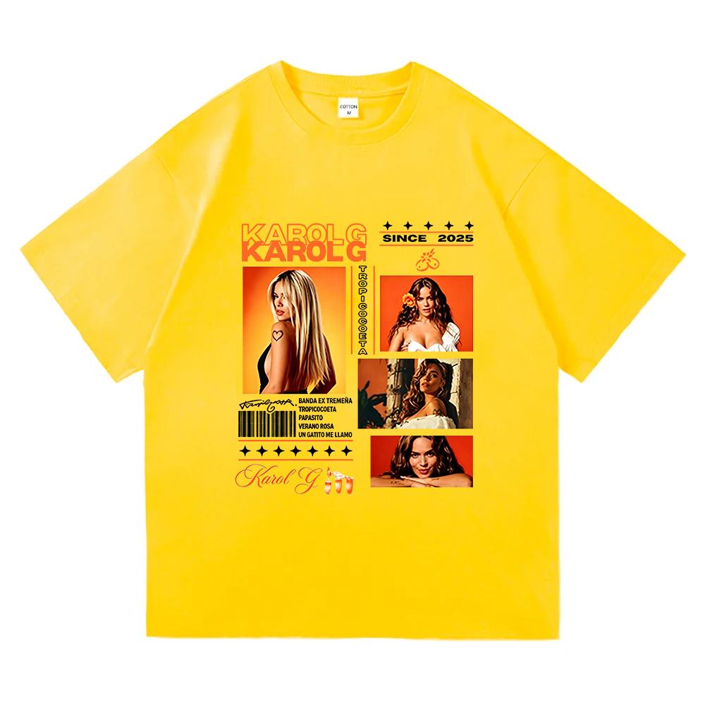Singer Karol G Graphic Tshirt Summer Cotton Unisex Unisex Clothing Loose Casual Short Sleeve Oneck Tshirts Unisex Streetwear Tees