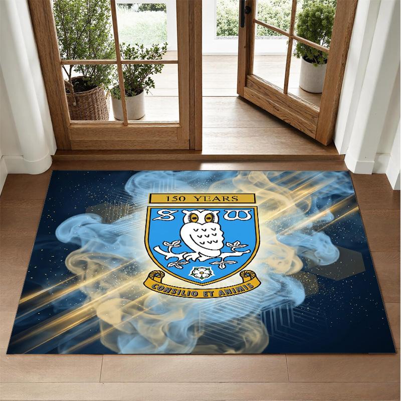 Sheffield Wednesday Design Crystal Velvet Rug Soft Decorative Mat for Bedroom Entrance