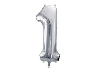 Balon Foliowy Cyfra "1" Srebrny 86 Cm