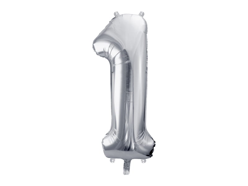 Balon Foliowy Cyfra "1" Srebrny 86 Cm