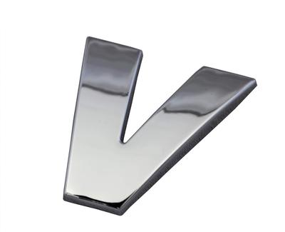Mukojima Automobile Supplies Manufacturing MYS-051T 3D 3D Molded Emblem Sticker Alphabet V Silver