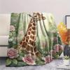 1PC Watercolor style Print FlAannel Blanket, High quality Comfortable for All Seasons, Home Decor, Warmth and Comfort