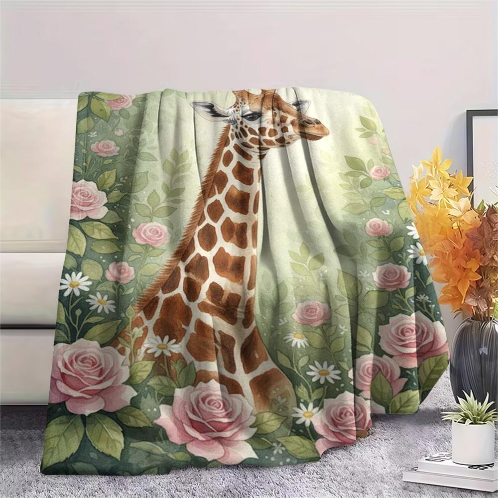 1PC Watercolor style Print FlAannel Blanket, High quality Comfortable for All Seasons, Home Decor, Warmth and Comfort