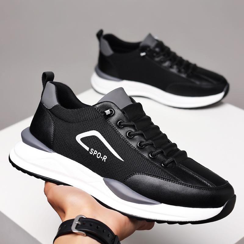 

Новые мужские кожаные повседневные туфли легкие увеличенные толстые подошвы для бега повседневные модные кроссовки 40