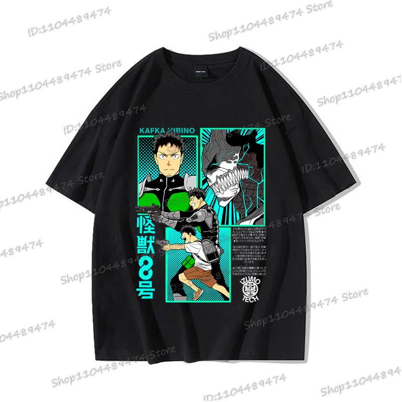 Anime Kaiju No 8 Tričko Kafka Hibino Pánské Vtipné Manga Trička Volná Kulatý Výstřih Grafická Trička Y2K Komiks Kaiju No 8 Bavlněné Tričko