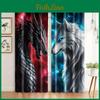 Blaue Fenstergardinen 2 Stück Galaxie Wolf Silber Lichtfilter Party Dekorationen Für Mit Stangentaschen Transluzentes Polyester